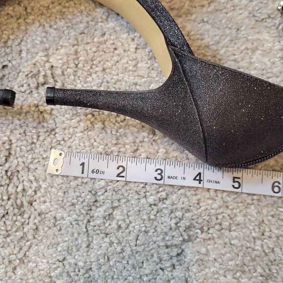 AMERICAN GLAMOUR BADGLEY MISCHKA GLITTER JEWELED ZIP BACK HEELS SZ 9 - Picture 7 of 9